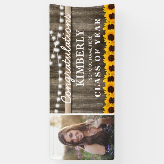 Rustic Sunflower 2023 Afstuderen Foto Spandoek (Verticaal)