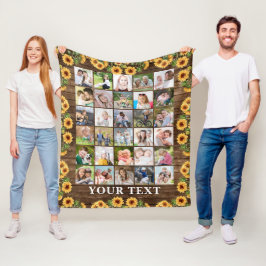 Rustic Sunflower 30 Foto Collage Persoonlijk Fleece Deken