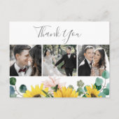 Rustic Sunflower 3 Foto Weddenschap Bedankt Briefkaart (Voorkant)