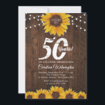 Rustic Sunflower 50th Birthday String Lights Kaart<br><div class="desc">Dit 50e verjaardagsontwerp kenmerkt geschilderde, waterverf zonnebloemen op een rustige houtachtergrond geaccentueerd met snaarverlichting. Klik de aanpassingsknoop voor meer flexibiliteit in het wijzigen van de tekst of het bewegen van de grafiek! De variaties van dit ontwerp en de coördinerende producten zijn beschikbaar in onze winkel, zazzle.com/store/doodlelulu. Neem contact met ons...</div>