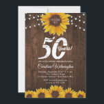 Rustic Sunflower 50th Birthday String Lights Kaart<br><div class="desc">Dit 50e verjaardagsontwerp kenmerkt geschilderde, waterverf zonnebloemen op een rustige houtachtergrond geaccentueerd met snaarverlichting. Klik de aanpassingsknoop voor meer flexibiliteit in het wijzigen van de tekst of het bewegen van de grafiek! De variaties van dit ontwerp en de coördinerende producten zijn beschikbaar in onze winkel, zazzle.com/store/doodlelulu. Neem contact met ons...</div>