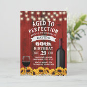 Rustic Sunflower 60th Birthday Wine Party Kaart (Staand voorkant)