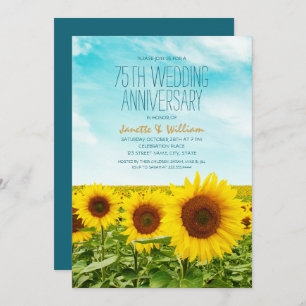 Rustic Sunflower 75th Wedding Jubileum Floral Kaart