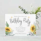 Rustic Sunflower 90th Birthday Party Kaart (Staand voorkant)