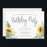 Rustic Sunflower 90th Birthday Party Kaart<br><div class="desc">Dit leuke ontwerp is perfect voor je speciale evenement. Dit ontwerp kenmerkt een witte achtergrond met manuscriptbrieven,  zonnebloemen,  en whimsical harten. Kunstwerk/grafische kaart op ReachDreams.etsy.com</div>