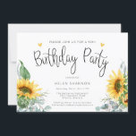 Rustic Sunflower 90th Birthday Party Kaart<br><div class="desc">Dit leuke ontwerp is perfect voor je speciale evenement. Dit ontwerp kenmerkt een witte achtergrond met manuscriptbrieven,  zonnebloemen,  en whimsical harten. Kunstwerk/grafische kaart op ReachDreams.etsy.com</div>