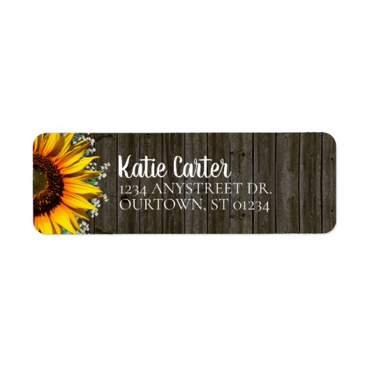 Rustic Sunflower Address Label (Voorkant)