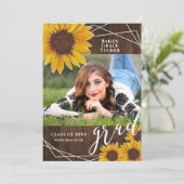 Rustic Sunflower Afstuderen Fotoaankondiging Aankondiging (Staand voorkant)