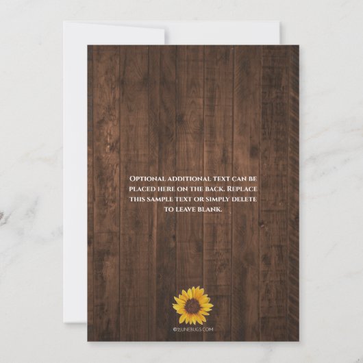Rustic Sunflower Afstuderen Fotoaankondiging Aankondiging (Achterkant)