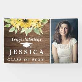 Rustic Sunflower Afstuderen Fotogradatie Partij Spandoek