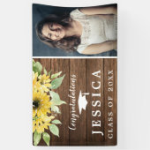 Rustic Sunflower Afstuderen Fotogradatie Partij Spandoek (Verticaal)