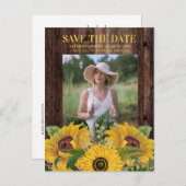 Rustic Sunflower Afstuderen Save Date Notice Uitnodiging Briefkaart (Voorkant / Achterkant)