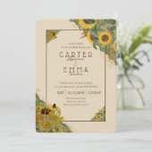 Rustic Sunflower and Lace Beige Country Wedding Kaart (Staand voorkant)