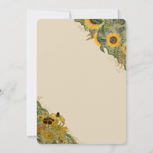 Rustic Sunflower and Lace Beige Country Wedding Kaart (Achterkant)