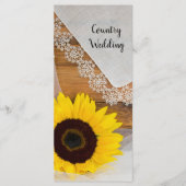 Rustic Sunflower and Lace Country Wedding Programm Programmakaart (Voorkant)