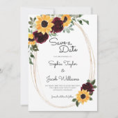 Rustic Sunflower and Rozen Photo Wedding Save The Date (Voorkant)