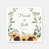 Rustic Sunflower and Rozen Wedding Napkins Servet (Voorkant)