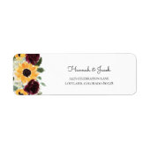 Rustic Sunflower and Rozen Wedding Return Address Etiket (Voorkant)