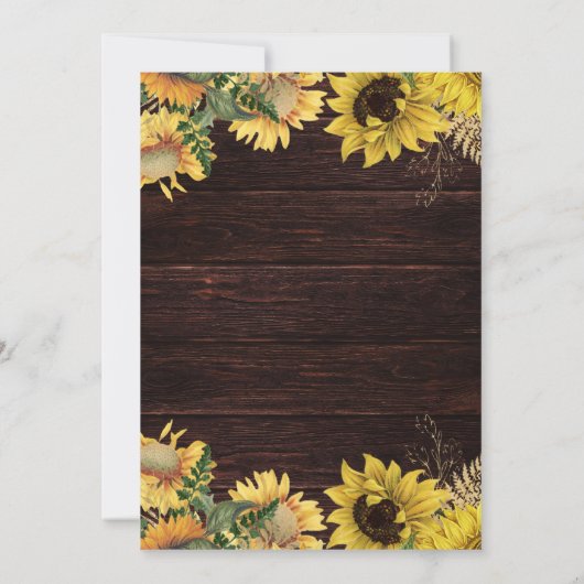 Rustic Sunflower and String Lights Wedding Kaart (Achterkant)