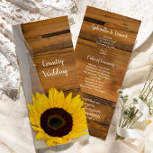 Rustic Sunflower and Veil country Wedding Programm Programmakaart