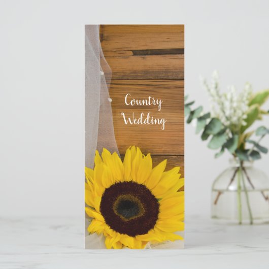 Rustic Sunflower and Veil country Wedding Programm Programmakaart (Staand voorkant)