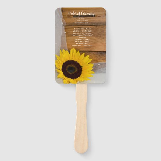 Rustic Sunflower and Veil Country Wedding Programs Handwaaier
