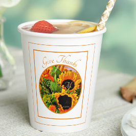 Rustic Sunflower Autumn geeft Bedankt Monogram Papieren Bekers