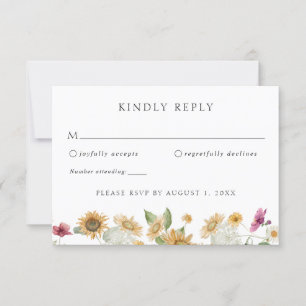 Rustic Sunflower Autumn Wedding RSVP Response Kaar Kaart