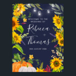 Rustic Sunflower Autumn Wedding Welcome Sign Poster<br><div class="desc">Rustic Sunflower Autumn Wedding Welcome Sign</div>