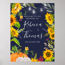 Rustic Sunflower Autumn Wedding Welcome Sign Poster