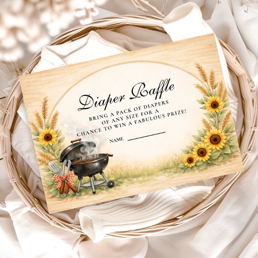 Rustic Sunflower Baby Q Diapper Raffle Informatiekaartje