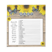 Rustic Sunflower Baby Shower Word Scramble Game Notitieblok (Voorkant)