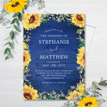 Rustic Sunflower Babys Breath Border Blue Wedding