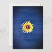 Rustic Sunflower Babys Breath Border Blue Wedding Kaart (Achterkant)