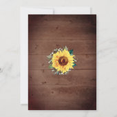 Rustic Sunflower Babys Breath Border Wood Weddensc Kaart (Achterkant)
