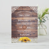 Rustic Sunflower & Baby's Breath Country Wedding Kaart (Staand voorkant)