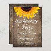 Rustic Sunflower Bachelorette Party Kaart (Voorkant / Achterkant)