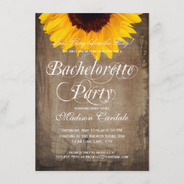 Rustic Sunflower Bachelorette Party Kaart