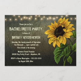 Rustic Sunflower Bachelorette Party Kaart