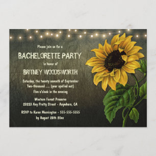 Rustic Sunflower Bachelorette Party Kaart