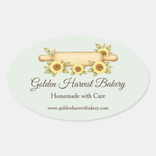 Rustic Sunflower Bakkerij | Custom Cottage Ovale Sticker (Voorkant)