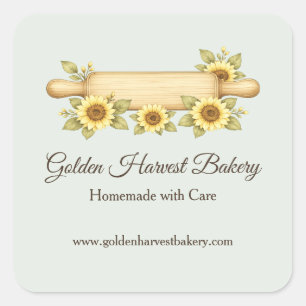 Rustic Sunflower Bakkerij Custom Cottage Vierkante Sticker