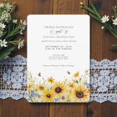 Rustic Sunflower Barn Fall Wedding Invitation  Kaart