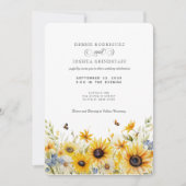 Rustic Sunflower Barn Fall Wedding Invitation  Kaart (Voorkant)