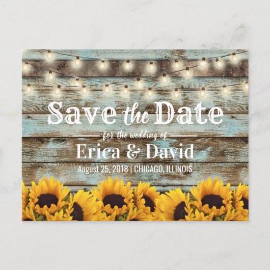 Rustic Sunflower Barn Wedding Save the Date Aankondigingskaart (Voorkant)