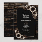 Rustic Sunflower Barn Wood Brunch & Bubble Kaart (Voorkant / Achterkant)