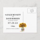 Rustic Sunflower Barn Wood Foto Save the Date Aankondigingskaart (Achterkant)