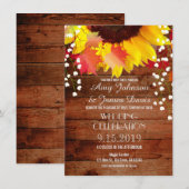 Rustic Sunflower Barn Wood Wedding Invitting Kaart (Voorkant / Achterkant)