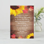 Rustic Sunflower Barn Wood Wedding Invitting Kaart (Staand voorkant)