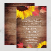 Rustic Sunflower Barn Wood Wedding Invitting Kaart (Voorkant / Achterkant)